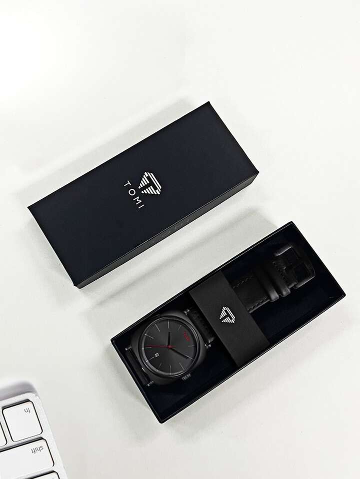 TOMI T-084 Men's Watch Quartz Date Leather Strap