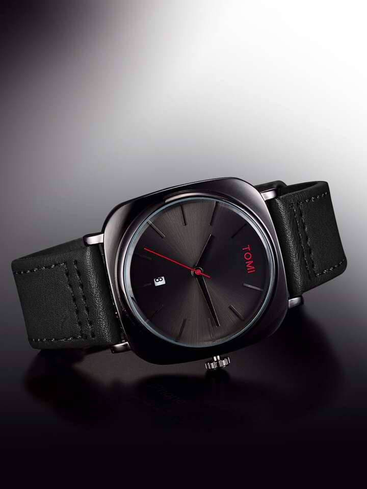 TOMI T-084 Men's Watch Quartz Date Leather Strap