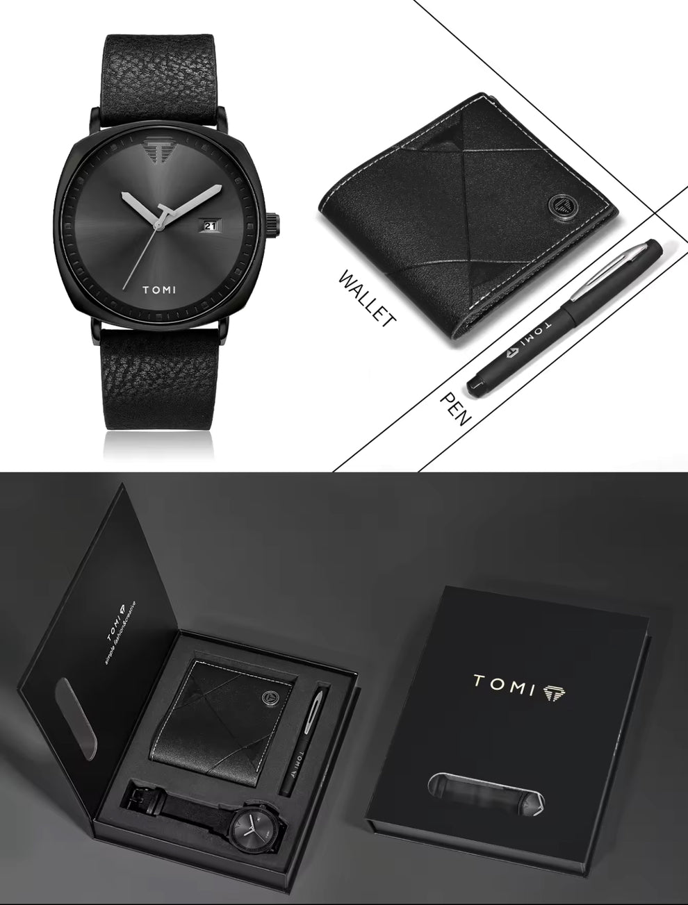 TOMI S8 Series T-044 Gift Set Watch With Wallet & Pen