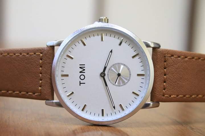 TOMI T-072 Chronograph Watch Slim Quartz Leather Strap