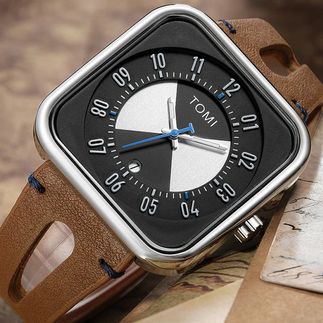 TOMI T-094 Luxury Watch Date Quartz Square Dial