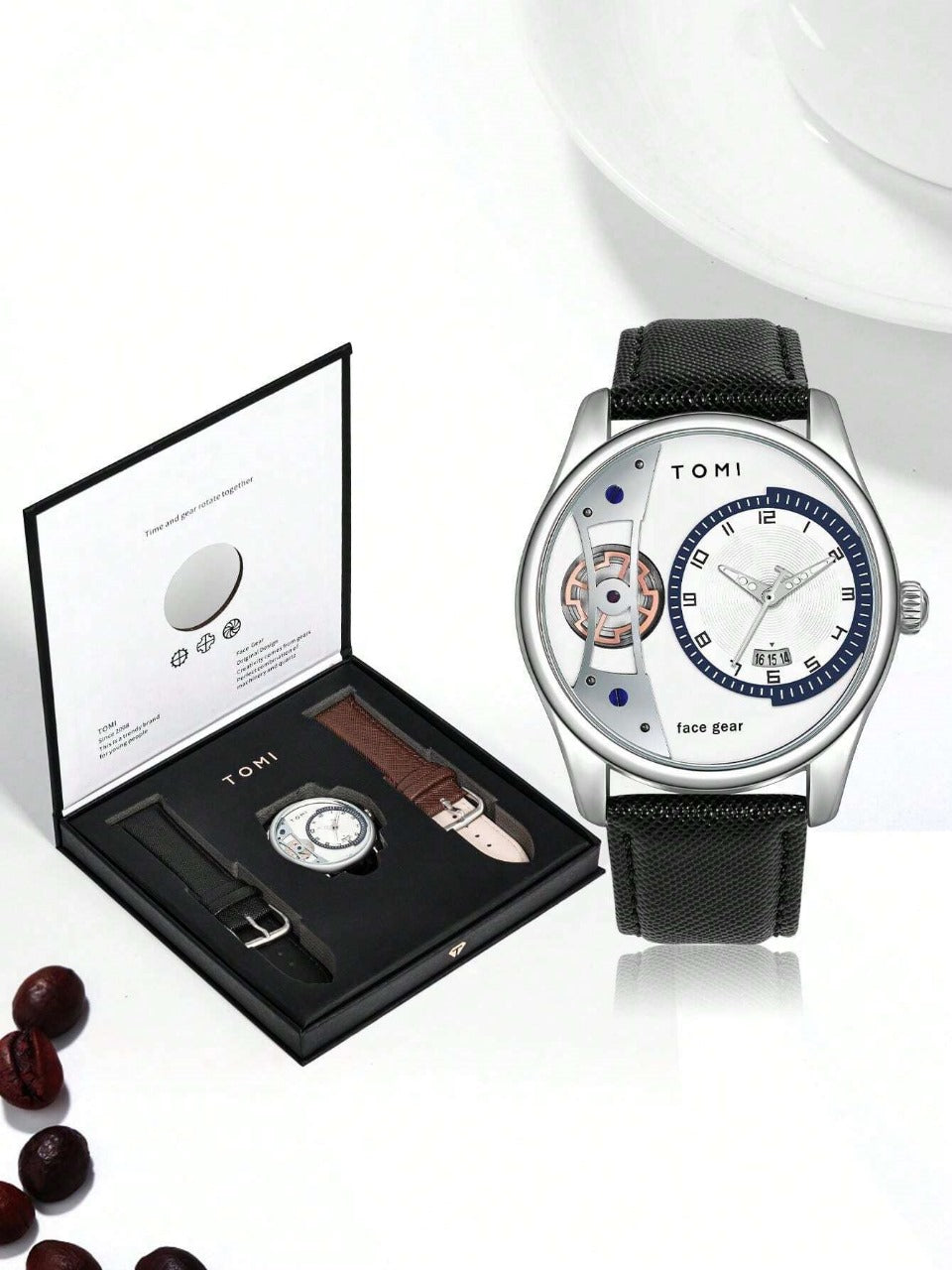 TOMI T-105 Face Gear Dual Strap Luxury Watch