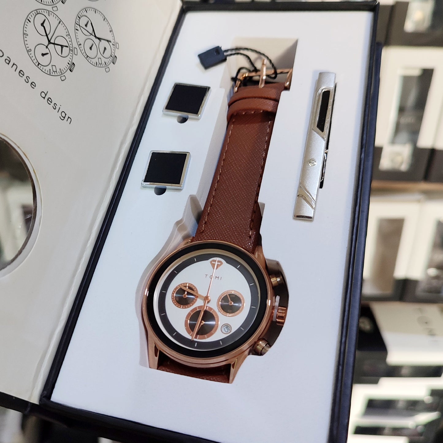 TOMI T-603 S6 Series Luxury Business Watch Cufflinks Tie Pin