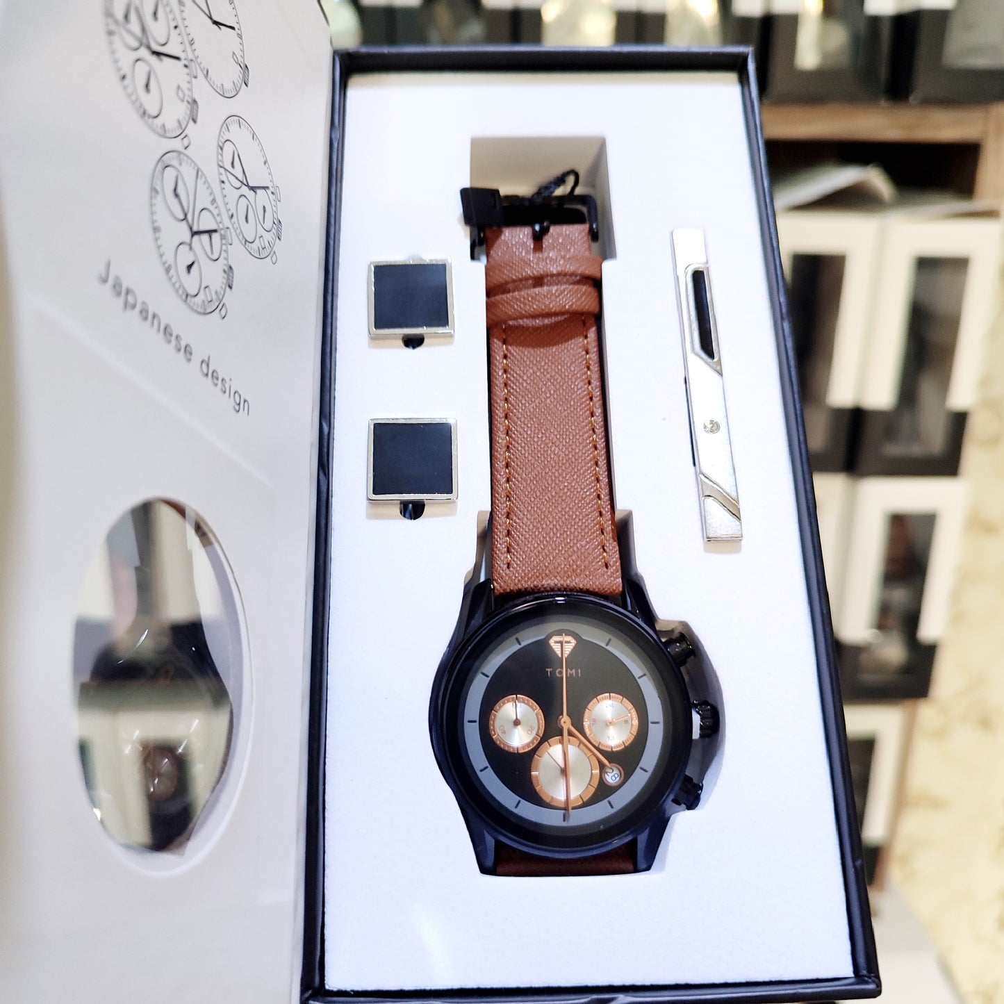 TOMI T-603 S6 Series Luxury Business Watch Cufflinks Tie Pin