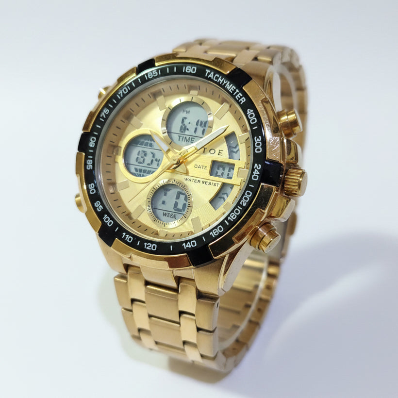 TOMI T-3010 High Quality Chain Watch Dual Time Day Date