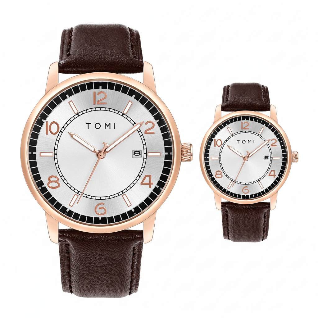 TOMI T-025 Couple Watch Date Quartz