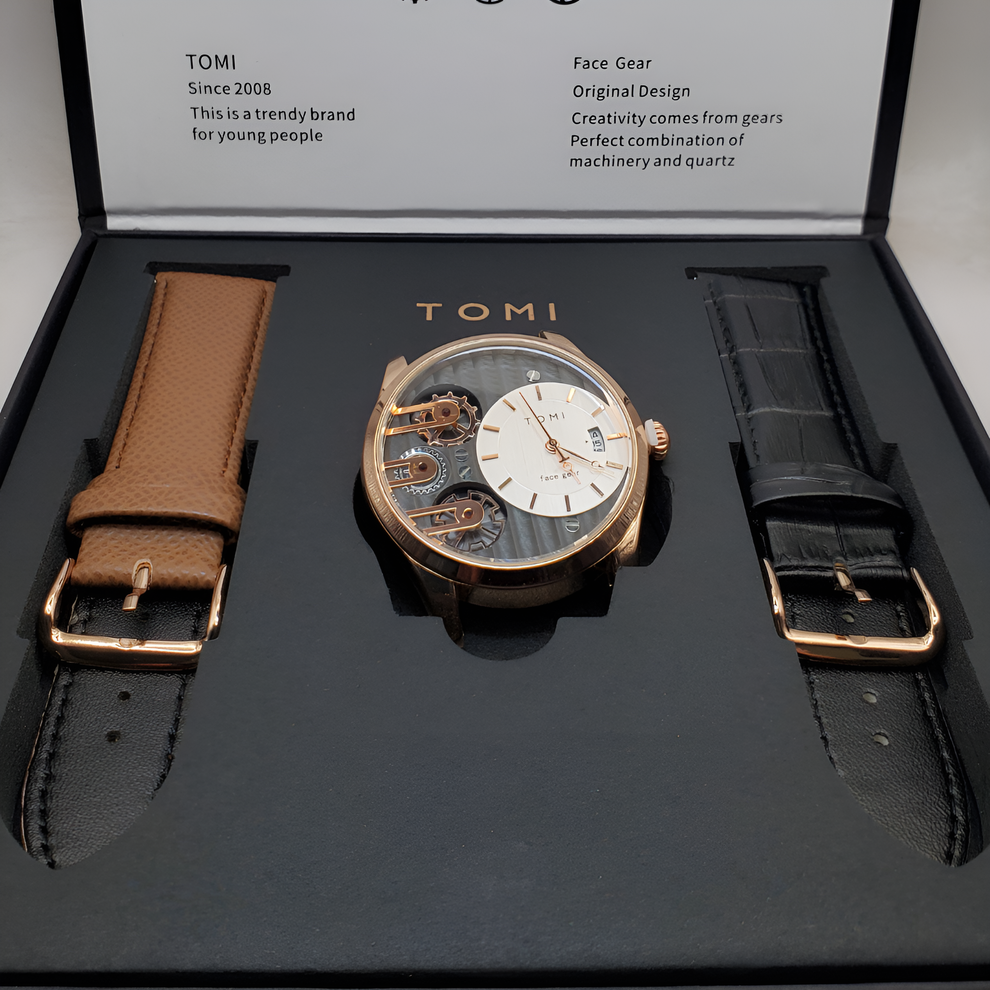 TOMI T-106 Face Gear Dual Strap Luxury Watch