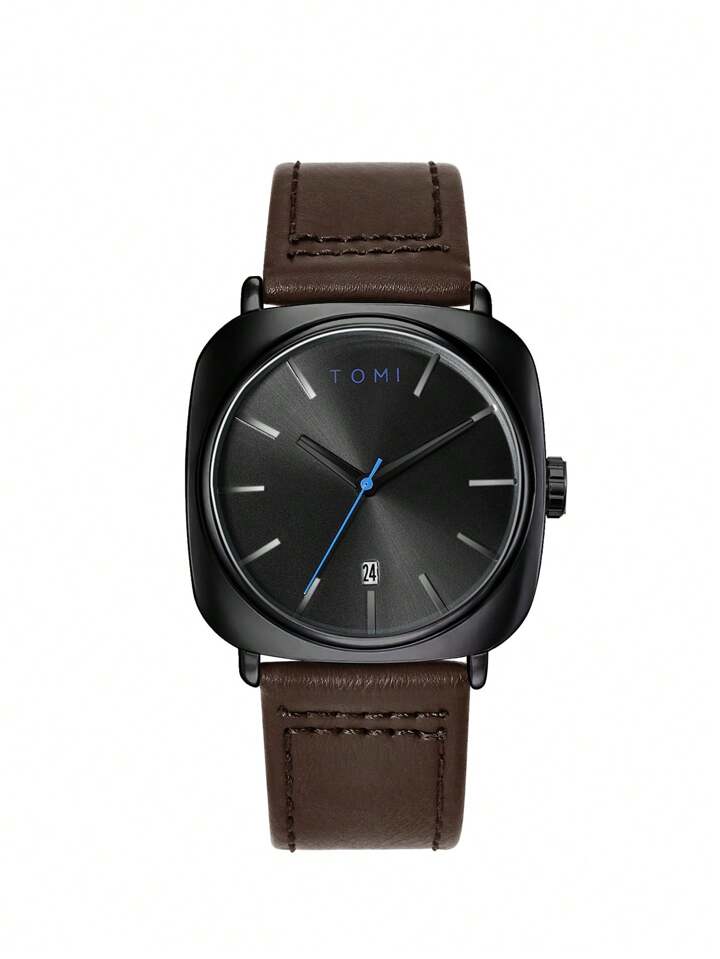 TOMI T 084 Men s Watch Quartz Date Leather Strap