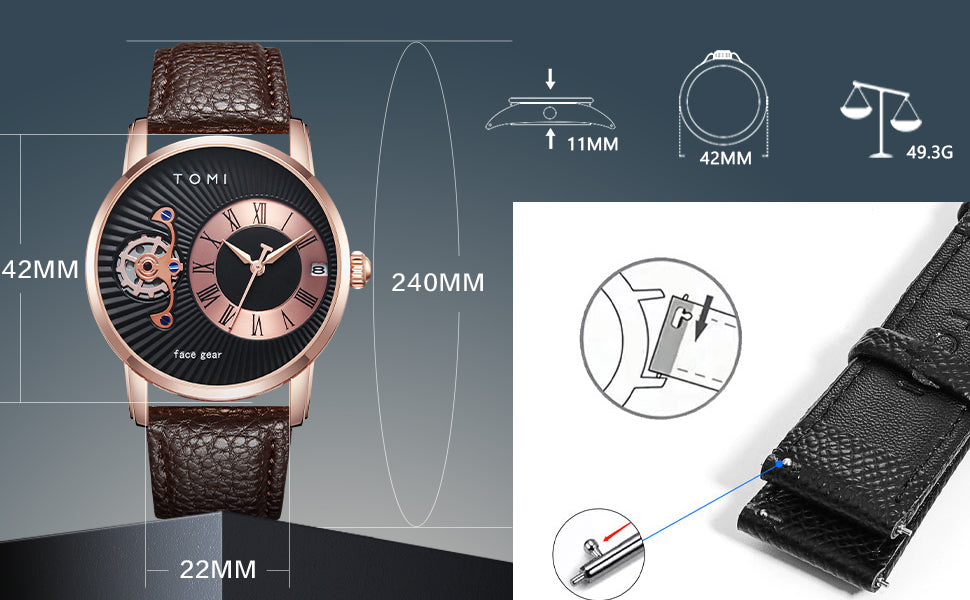 TOMI T-104 Face Gear Dual Strap Watch