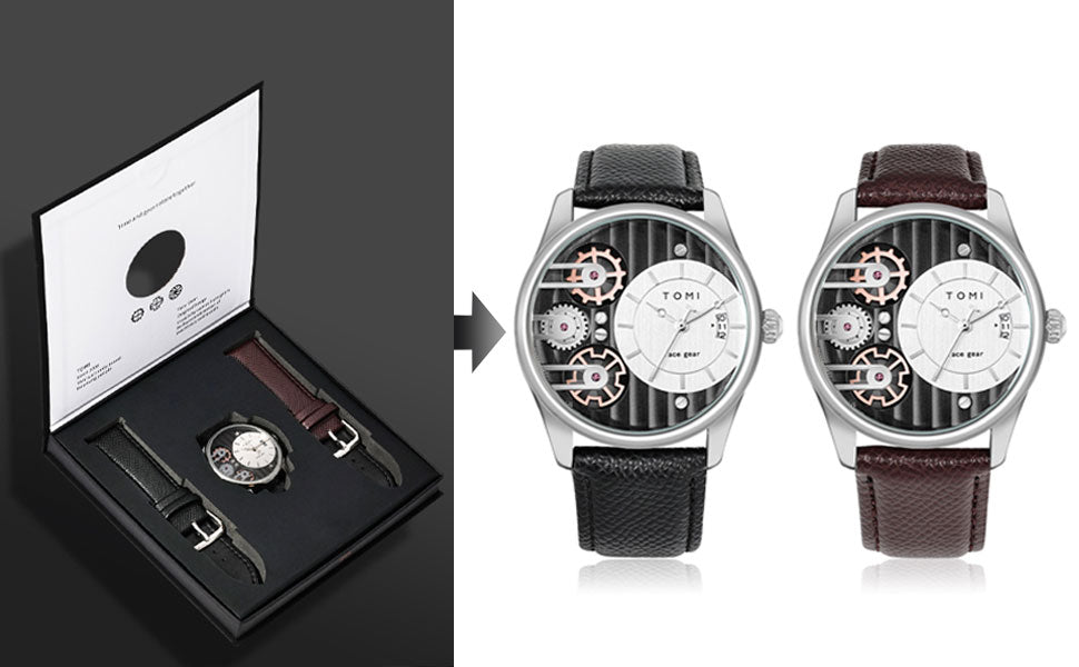 TOMI T-106 Face Gear Dual Strap Luxury Watch