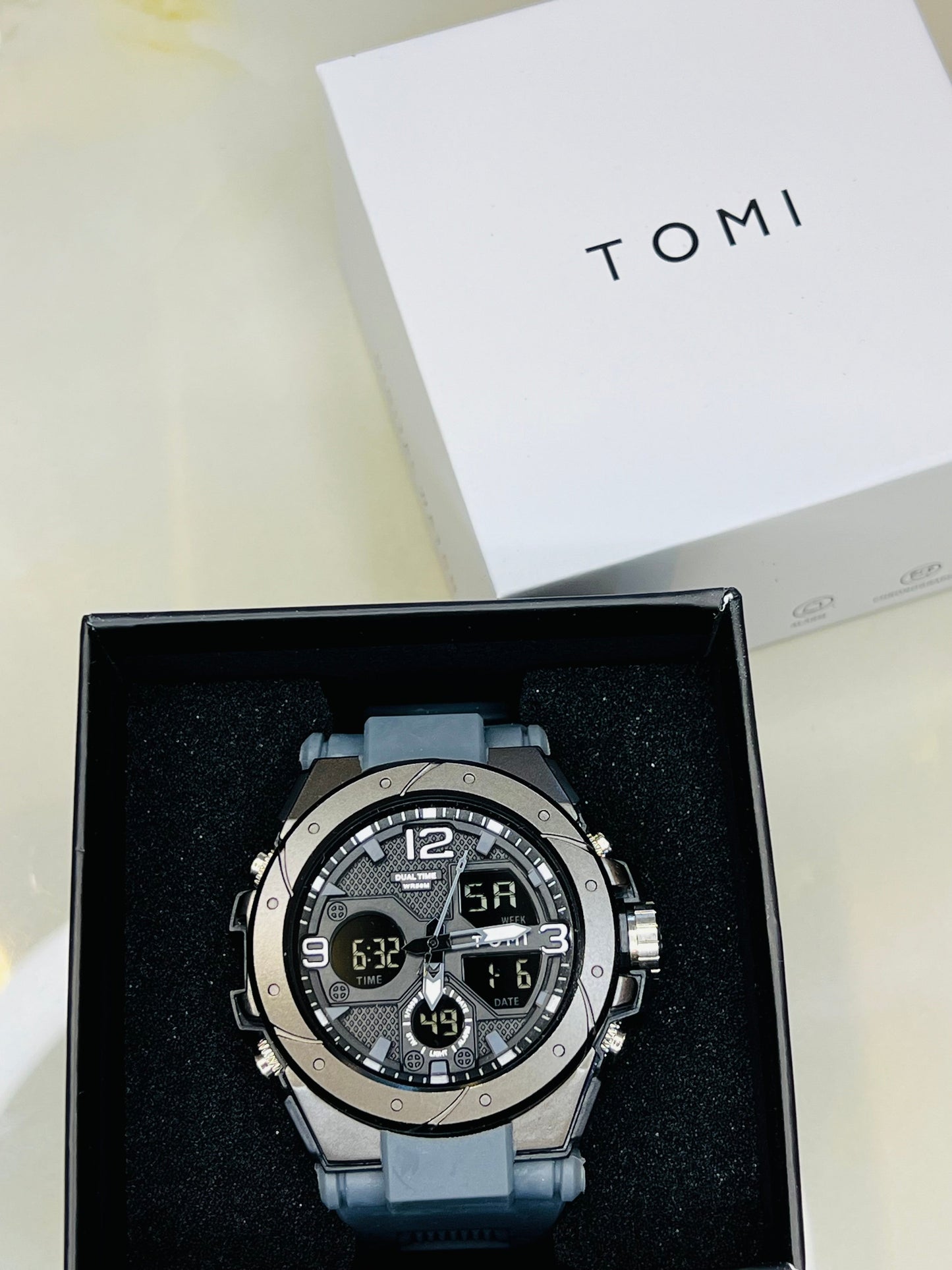 TOMI T-235 Sports Watch Dual Time Digital Analogue