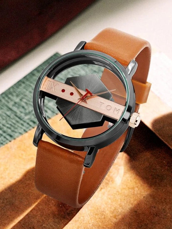 TOMI T-100 Luxury Unisex Watch Quartz Round Dial Transparent Wrist Watch