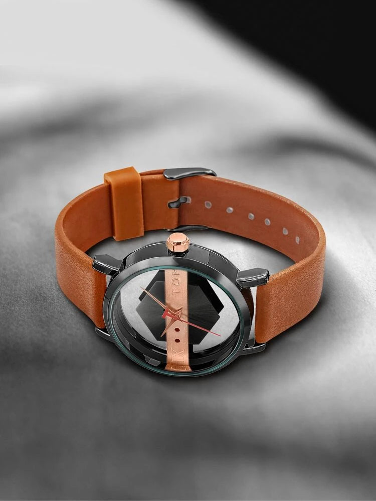 TOMI T-100 Luxury Unisex Watch Quartz Round Dial Transparent Wrist Watch