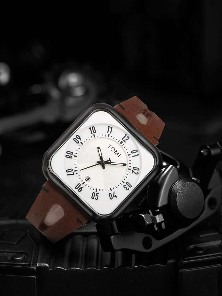 TOMI T-094 Luxury Watch Date Quartz Square Dial