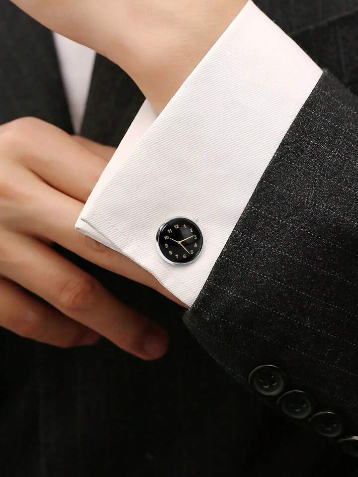 TOMI T-601 Luxury Business Chronograph Watch Tie Pin Cufflinks