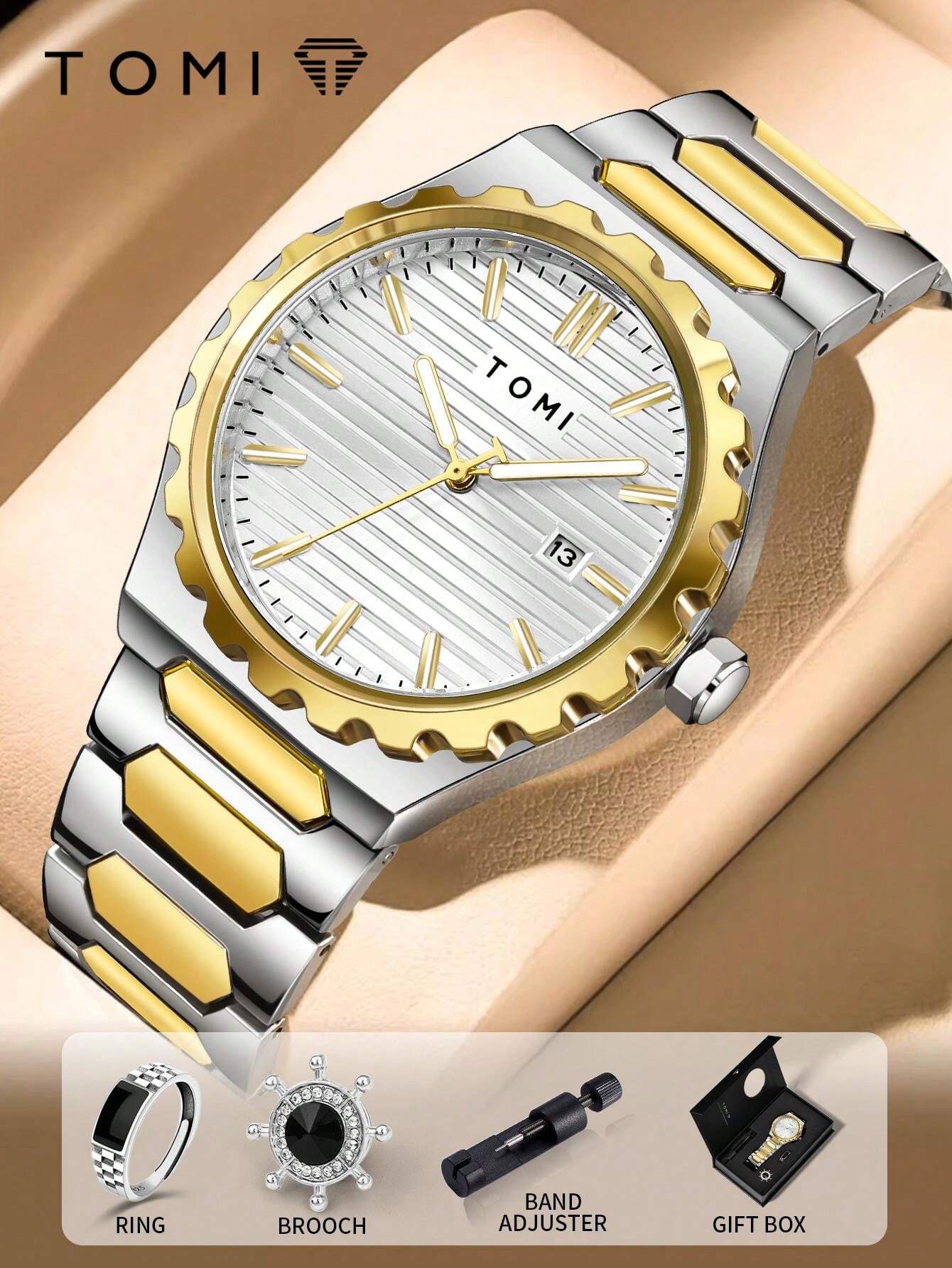 TOMI T-302 S3 Series Chain Watch With Ring Brooch & Chain Adjuster Gift Box