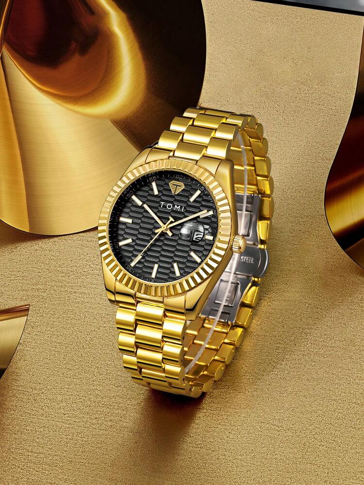 TOMI T-304 New Men's Luxury Business Stainless Steel Watch Gift Box Set