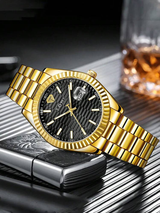 TOMI T-304 New Men's Luxury Business Stainless Steel Watch Gift Box Set