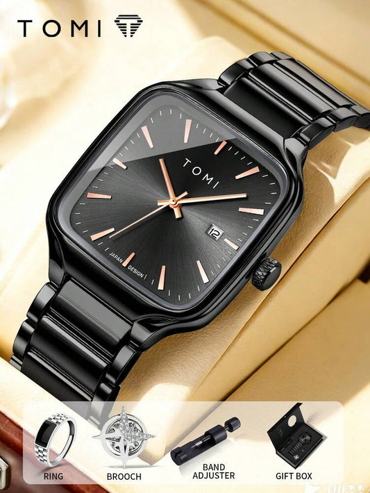 New TOMI T-314 High Quality Chain Watch – Ultra Thin Dial | Date Quartz | Premium Gift Box Set