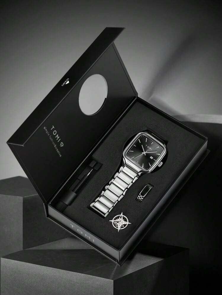 New TOMI T-314 High Quality Chain Watch – Date Quartz | Premium Gift Box Set