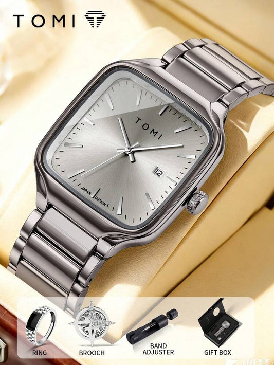 New TOMI T-314 High Quality Chain Watch – Ultra Thin Dial | Date Quartz | Premium Gift Box Set