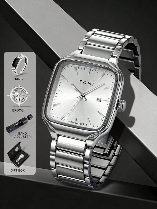 New TOMI T-314 High Quality Chain Watch – Ultra Thin Dial | Date Quartz | Premium Gift Box Set