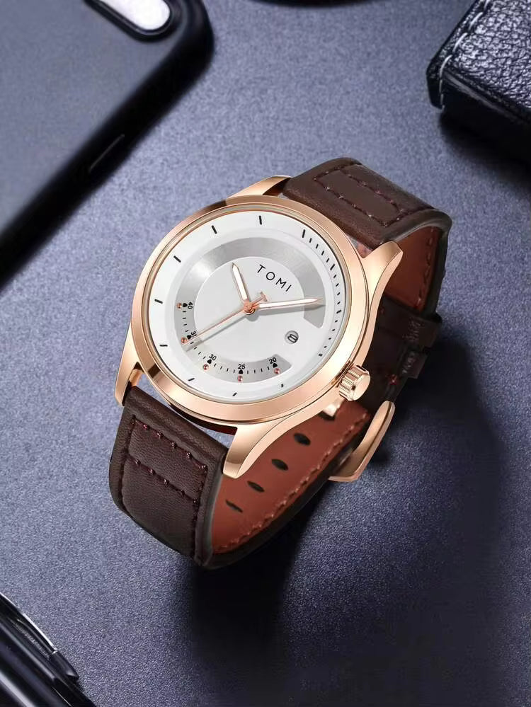 TOMI T-099 Business Wrist Watch For Men - Luminous Needle Date quartz