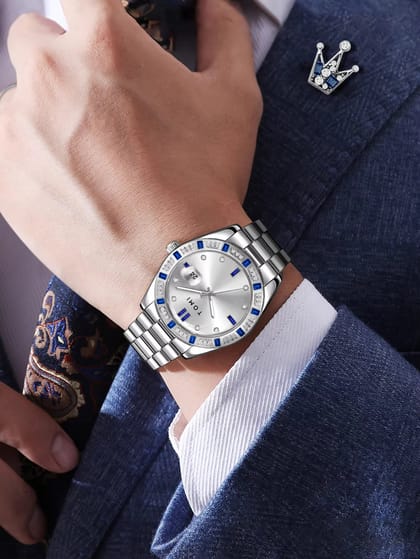 TOMI T-305 High Quality Chain Watch Set – Date Quartz | Ring & Brooch | Premium Gift Box