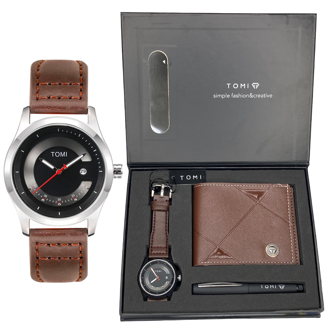 TOMI S8 Series T-099 Gift Set Watch With Wallet And Pen Quartz