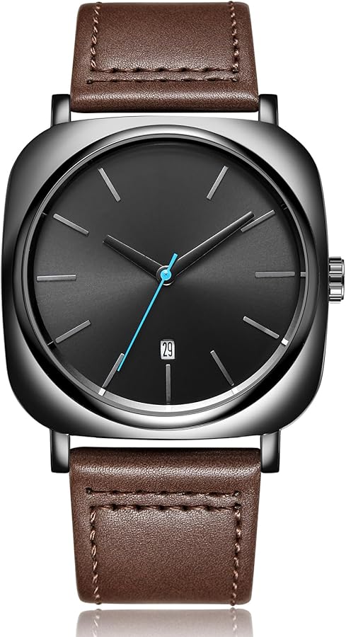 TOMI T-084 Men's Watch Quartz Date Leather Straps
