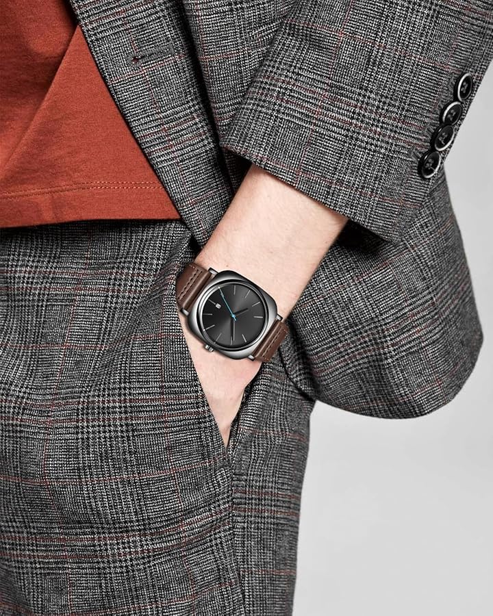 TOMI T-084 Men's Watch Quartz Date Leather Straps