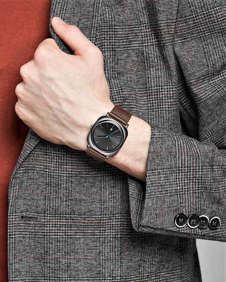 TOMI T-084 Men's Watch Quartz Date Leather Straps