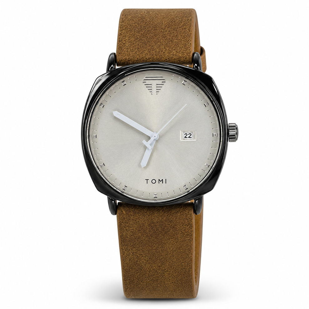 TOMI T-044 Men's Watch Quartz Date Leather Strap