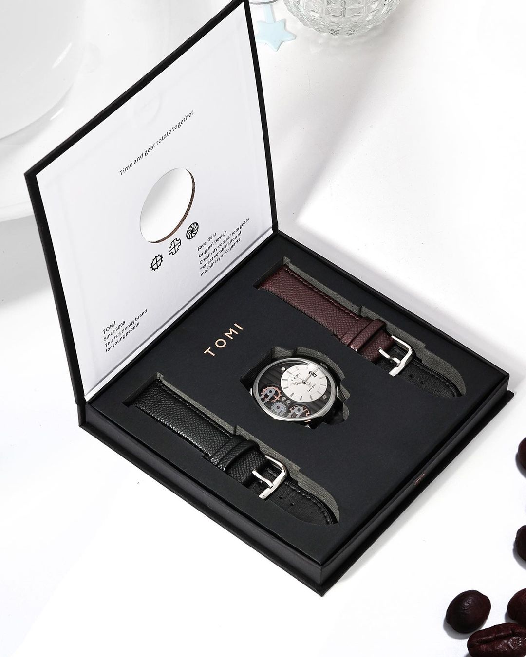 TOMI T-106 Face Gear Dual Strap Luxury Watch