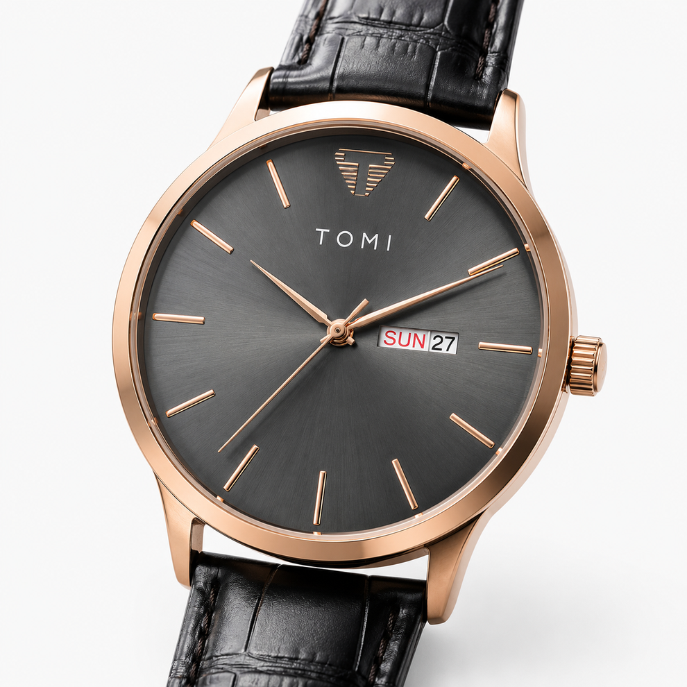 TOMI T-045 Men’s Business Luxury Watch – Day/Date Display – Quartz Movement