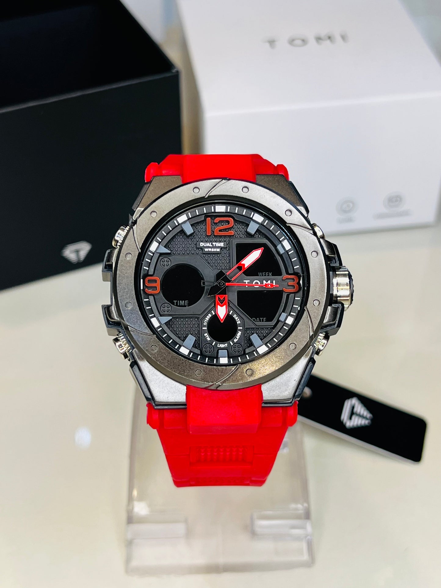 TOMI T-235 Sports Watch Dual Time Digital Analogue
