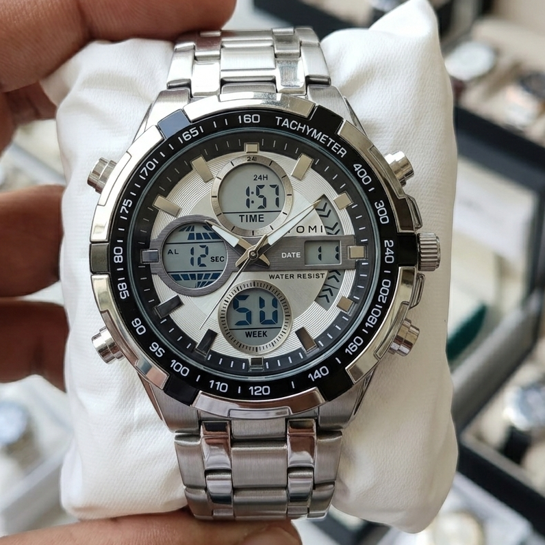 TOMI T-3010 High Quality Chain Watch Dual Time Day Date