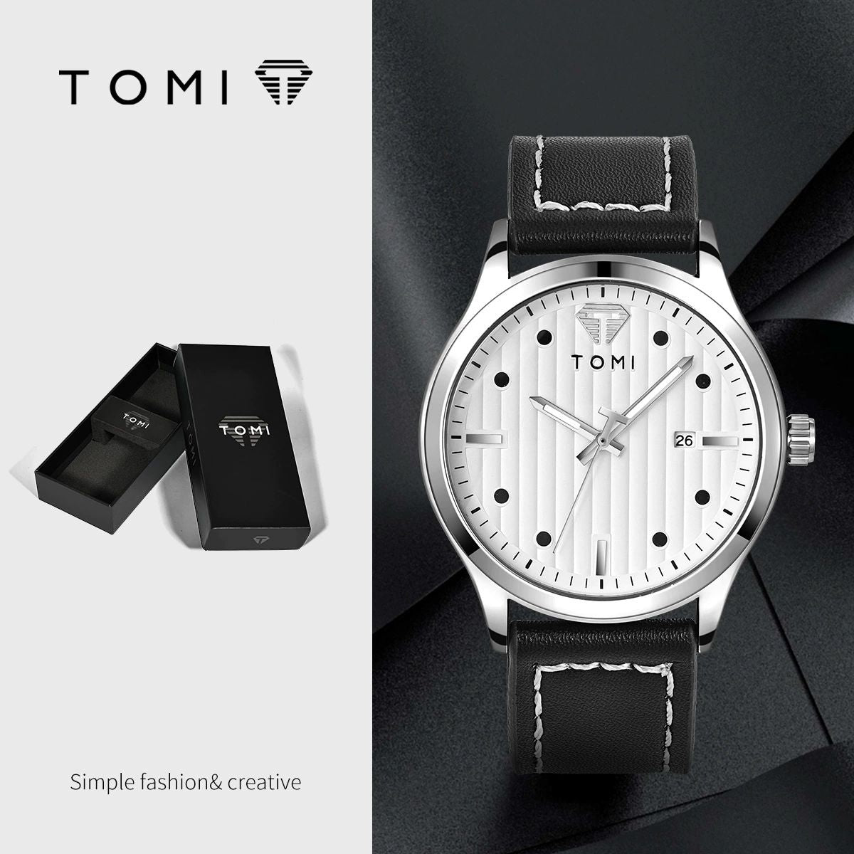 TOMI T-092 Luxury Business Watch – Date Quartz | Premium Box Packing