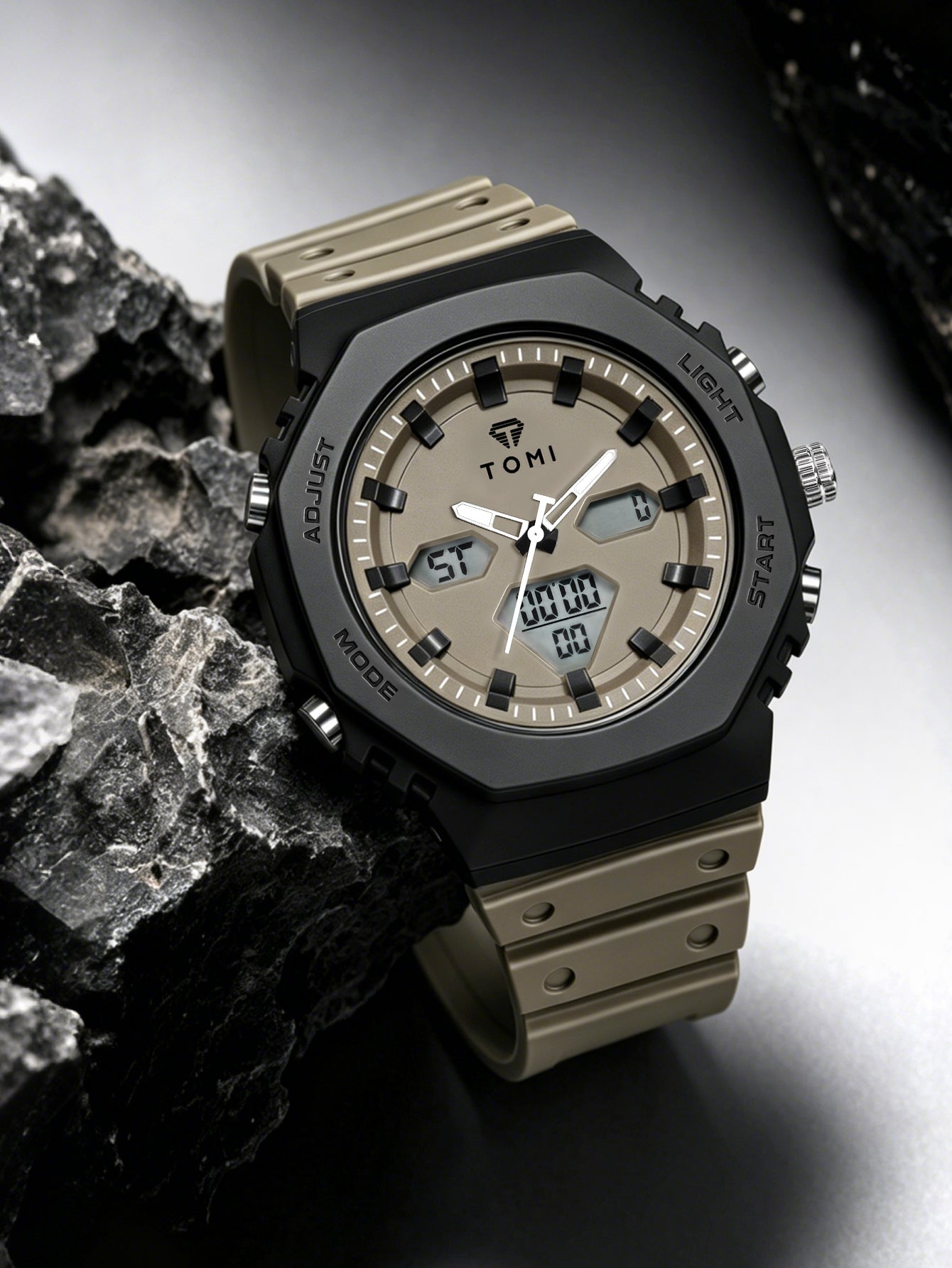TOMI T-217 Dual Time Sports Watch Comfortable Straps Water Resistant