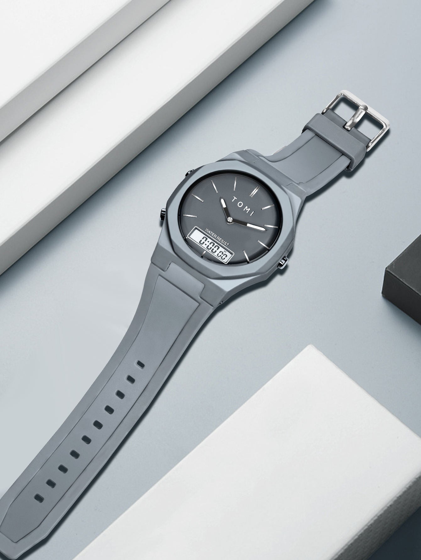 TOMI T-238 Dual Time Sports Watch Comfortable Straps Water Resistant