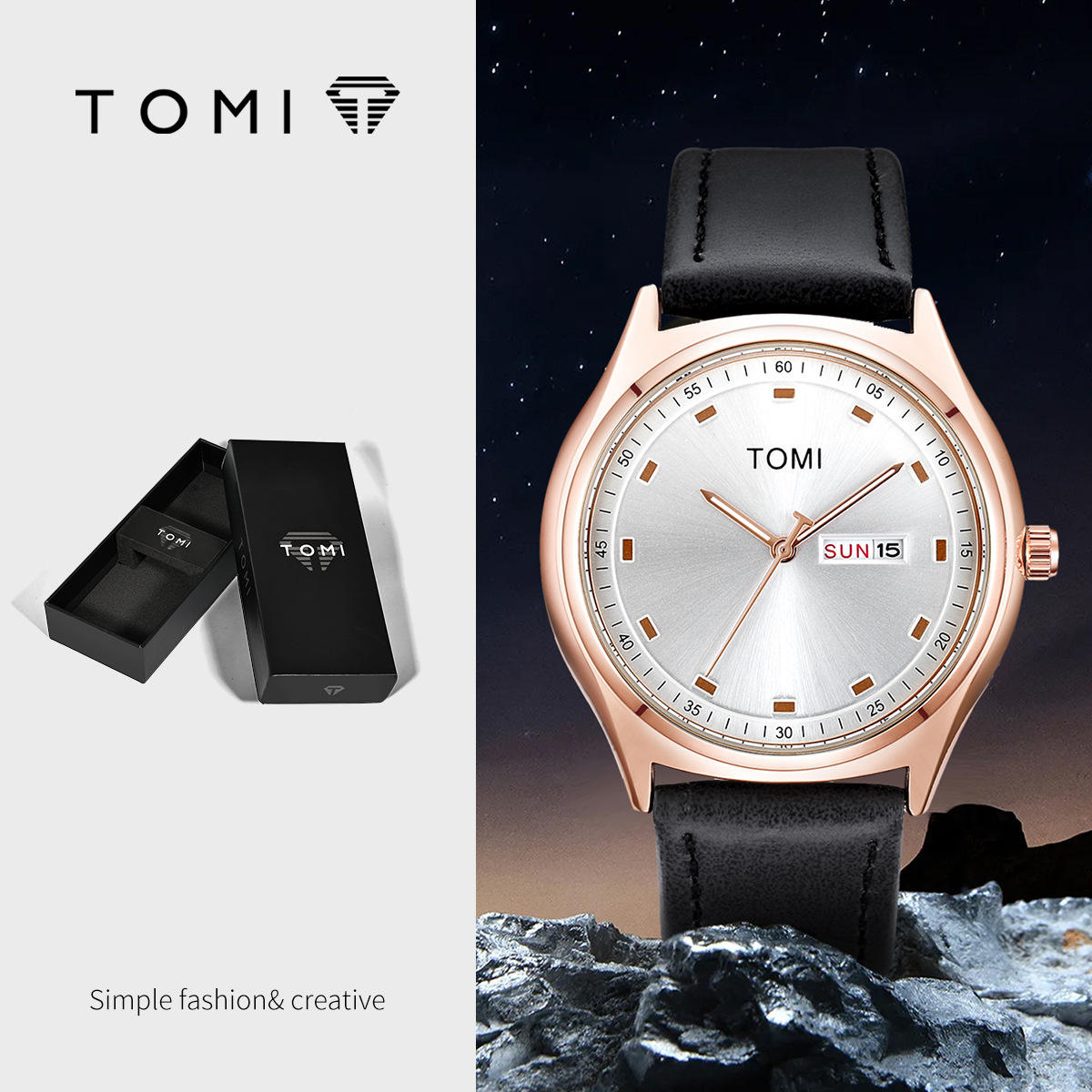 TOMI T-030 Men's Luxury Quartz Watch - Day & Date Display