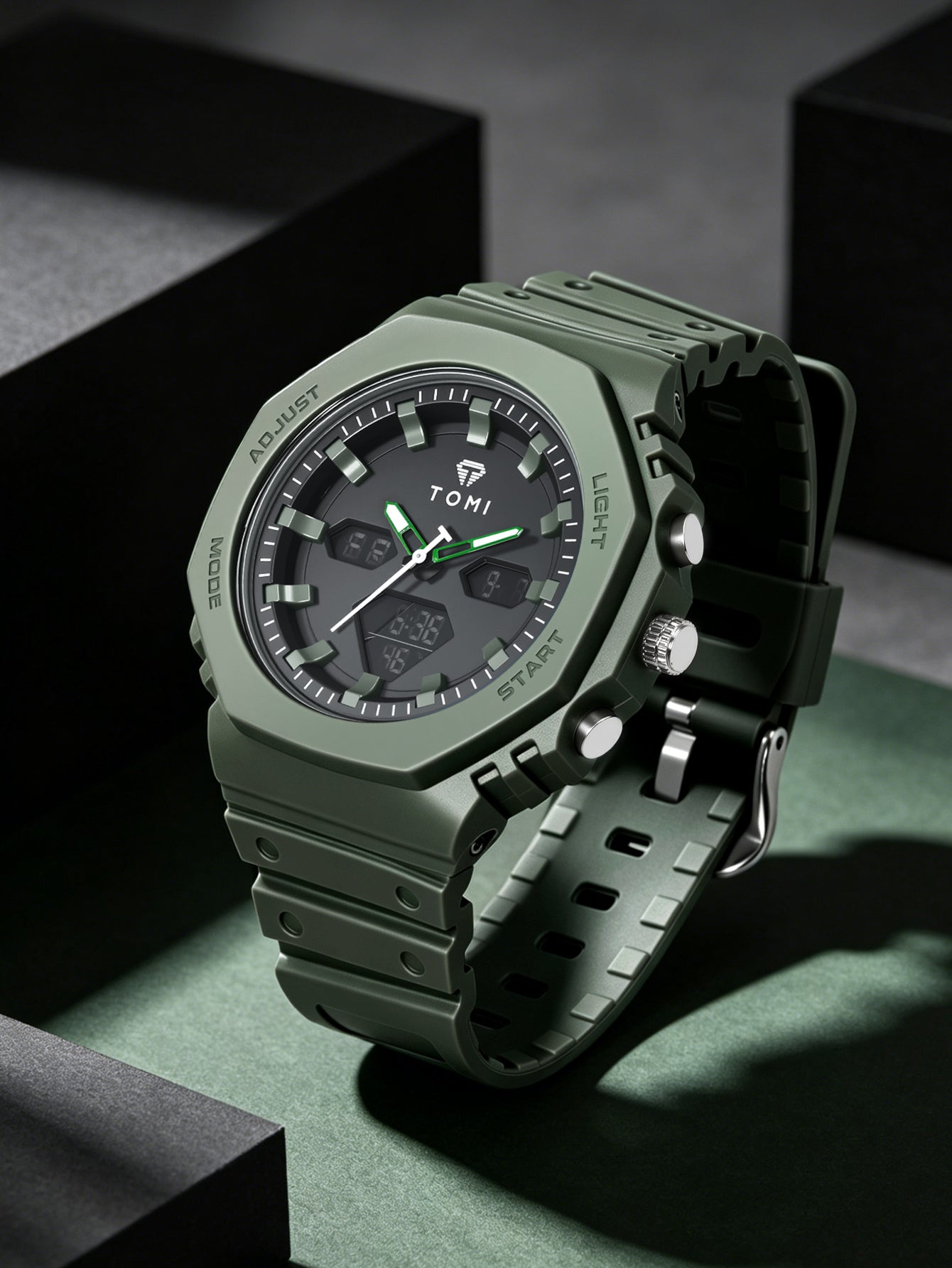 TOMI T-217 Dual Time Sports Watch Comfortable Straps Water Resistant