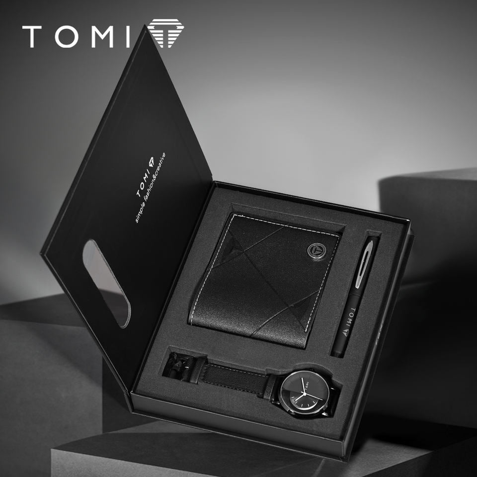 TOMI S8 Series Customised T-080 Gift Set Watch With Wallet & Pen Quartz