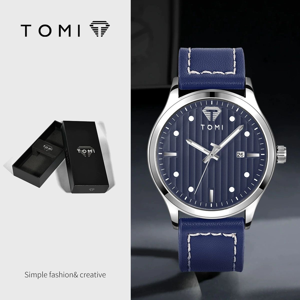 TOMI T-092 Luxury Business Watch – Date Quartz | Premium Box Packing