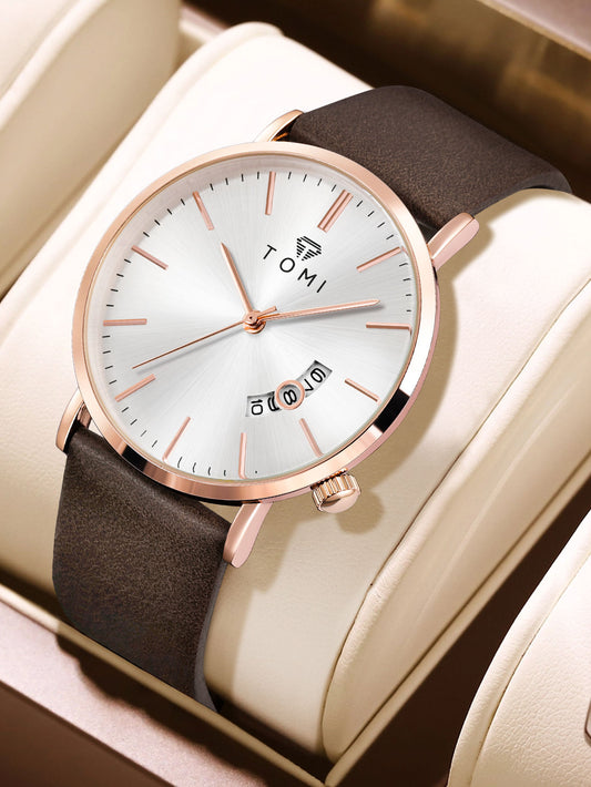 New TOMI T-018 Classic Slim Quartz Watch | Luxury Wristwatch with Date Function