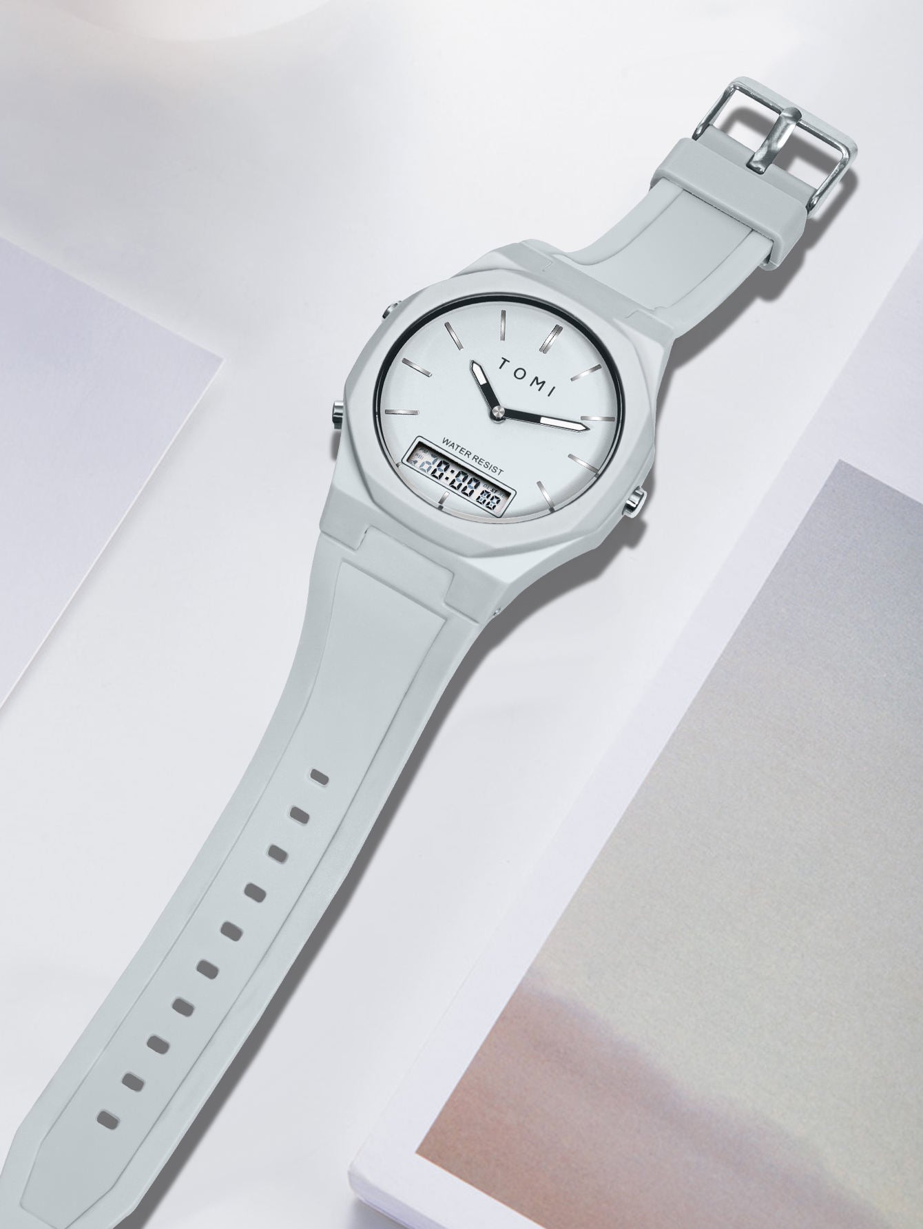 TOMI T-238 Dual Time Sports Watch Comfortable Straps Water Resistant