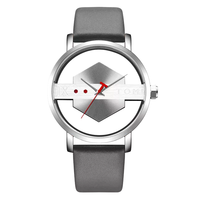 TOMI T-100 Luxury Unisex Watch Quartz Round Dial Transparent Wrist Watch