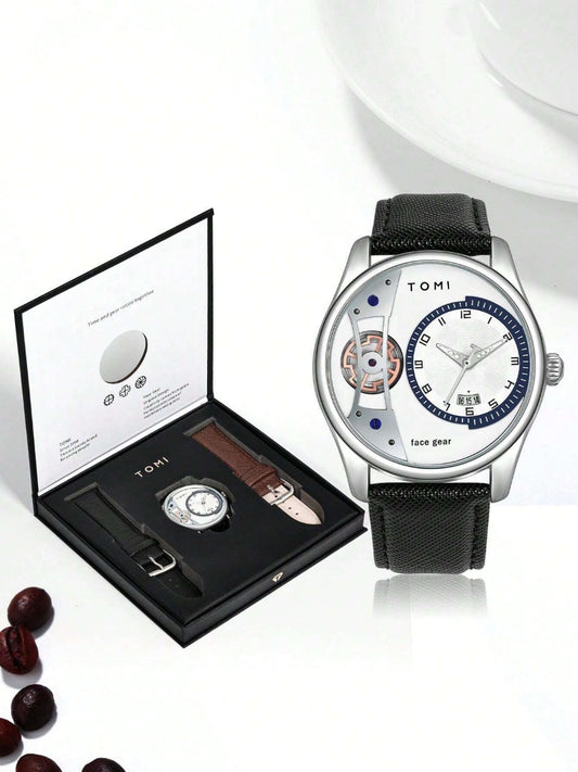 TOMI T-105 Face Gear Dual Strap Luxury Watch