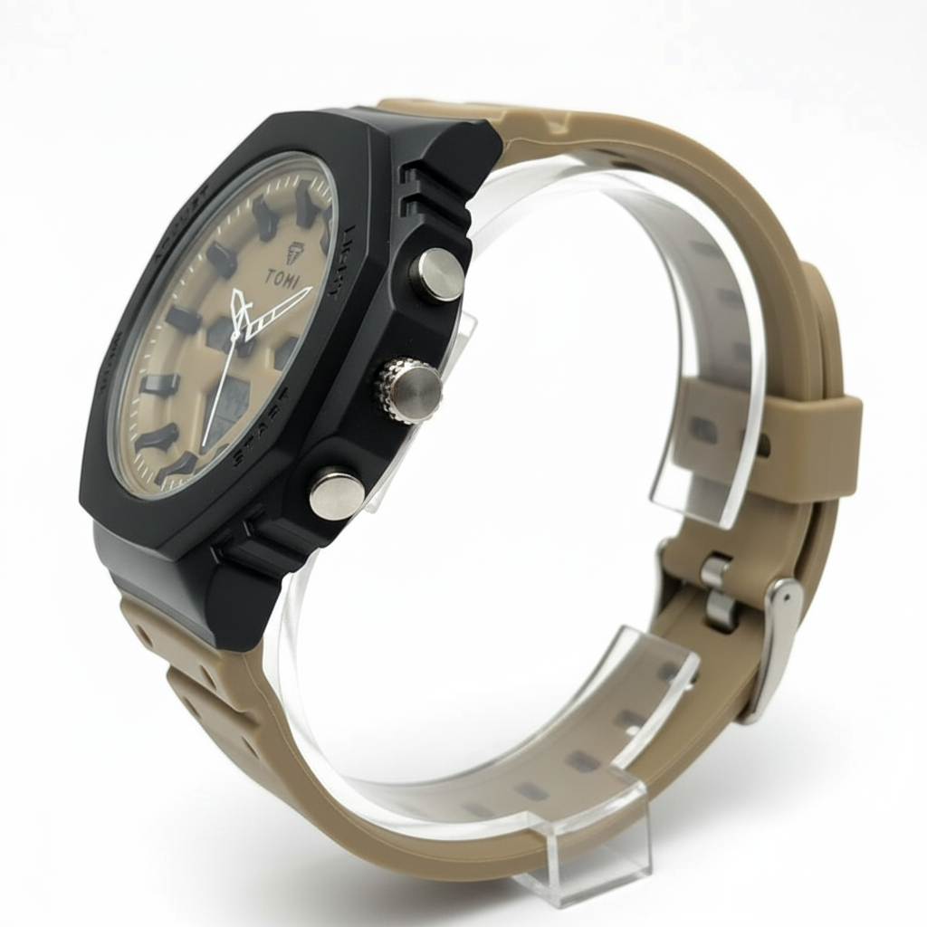 TOMI T-217 Dual Time Sports Watch Comfortable Straps Water Resistant