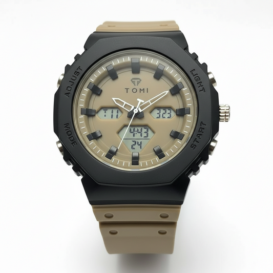 TOMI T-217 Dual Time Sports Watch Comfortable Straps Water Resistant